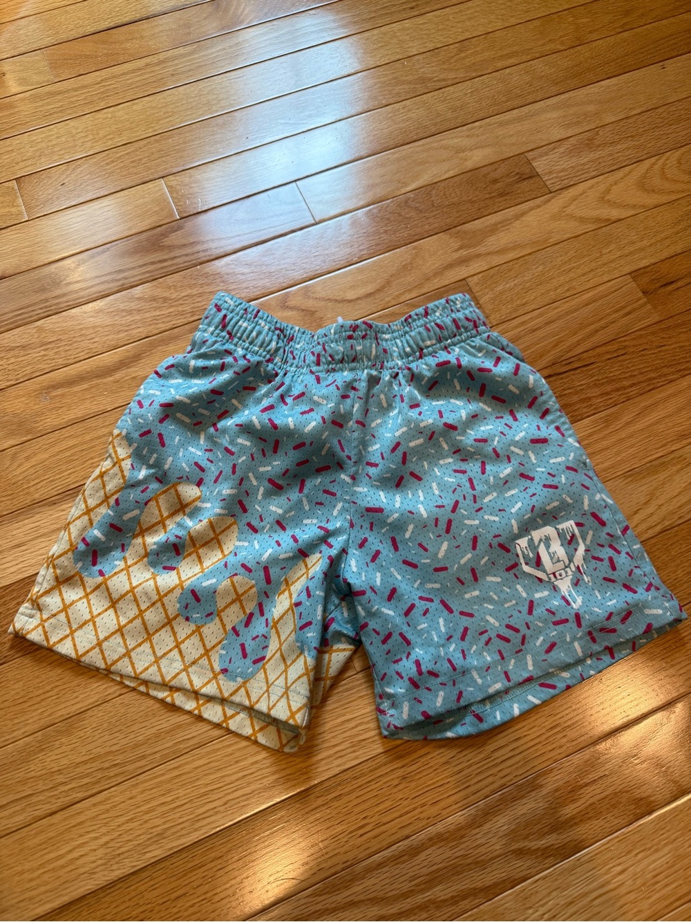 Kids Blue Ice Cream Print Pull-On Shorts